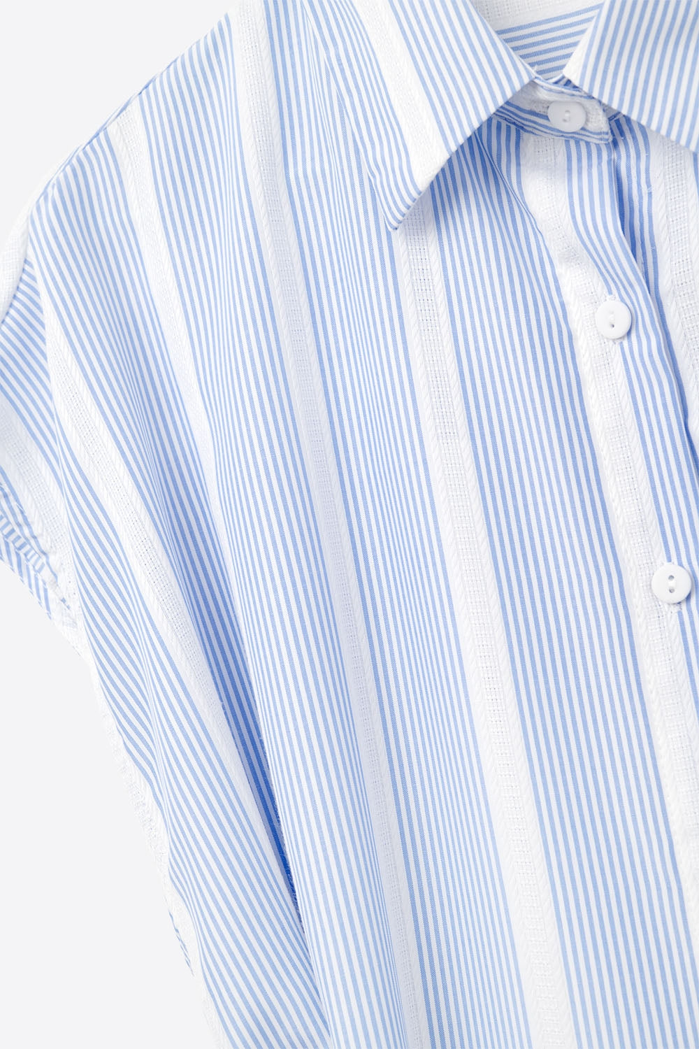 Sleeveless Maxi Shirt Dress in Blue and White Stripes