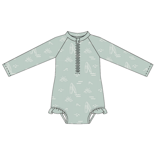 Sage Surfer Long Sleeve Swimsuit
