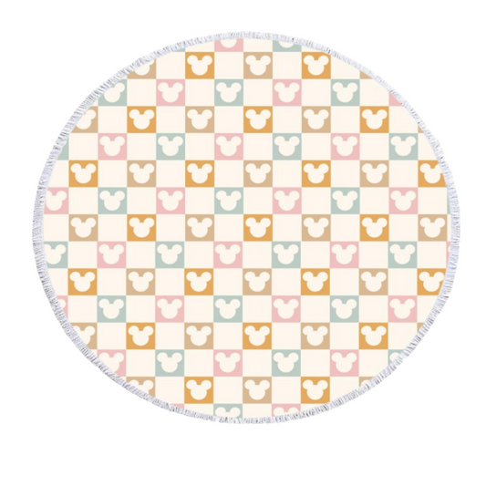 Checkered Magic Round Beach Towel Blanket