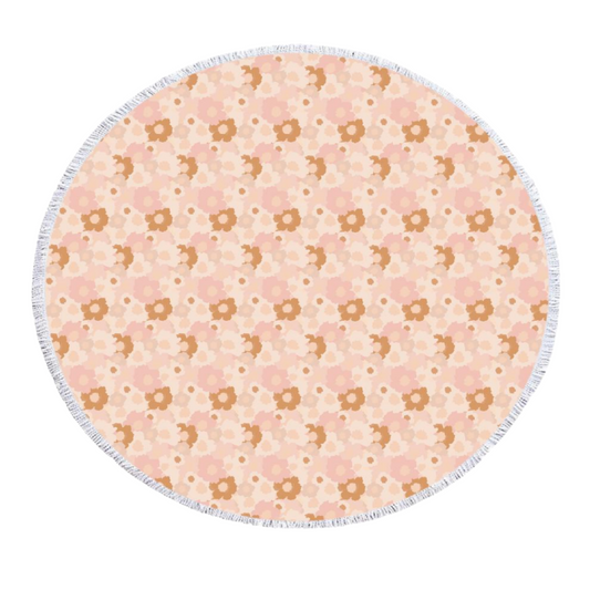 Blush Meadow Round Beach Towel Blanket