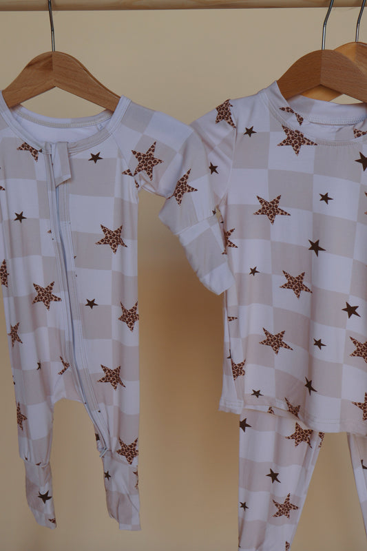 Checker Cheetah Stars Bamboo Pjs