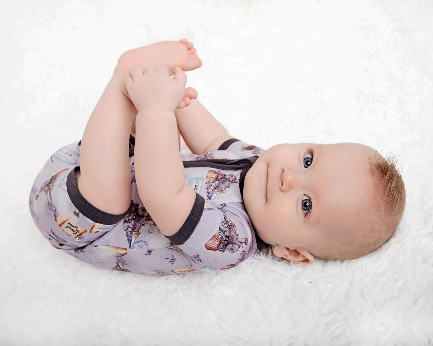 Steam Dreams (Train) Short Sleeve Romper BDLJ