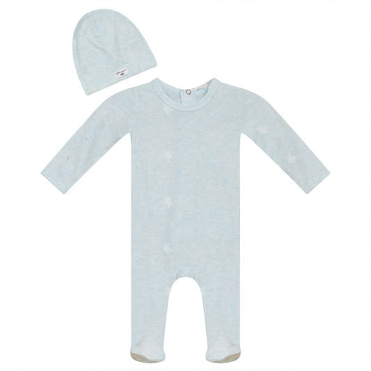Clouds and Stars Print Onesie with Hat