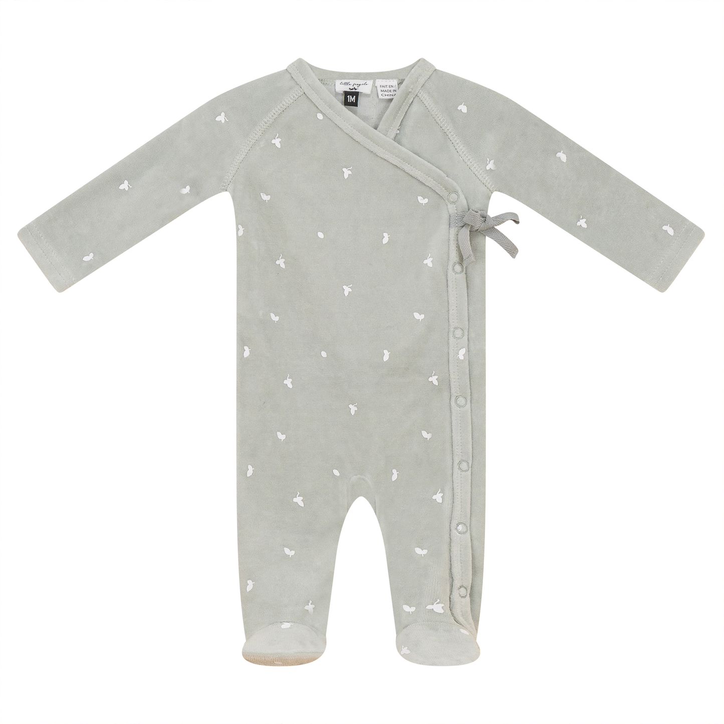 Cotton Velour Leaf Print Onesie