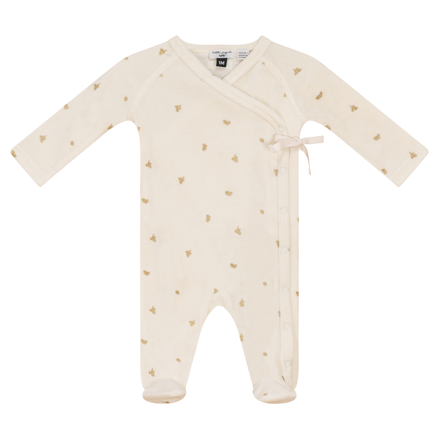 Cotton Velour Leaf Print Onesie