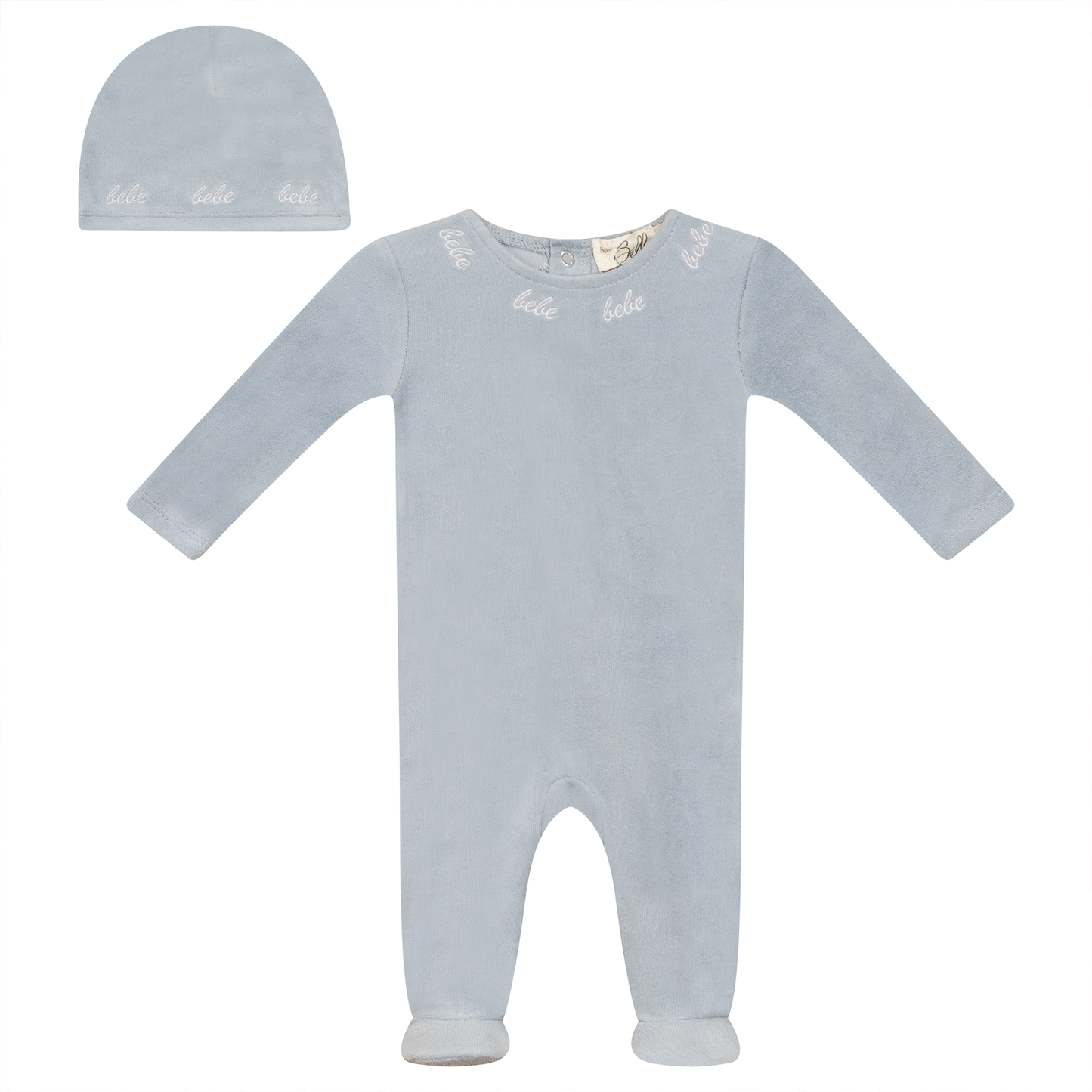 Bebe Embroidered Velour Onesie with Hat