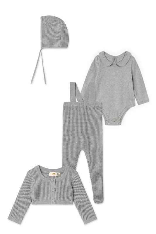 Waffle Knit Overall Set