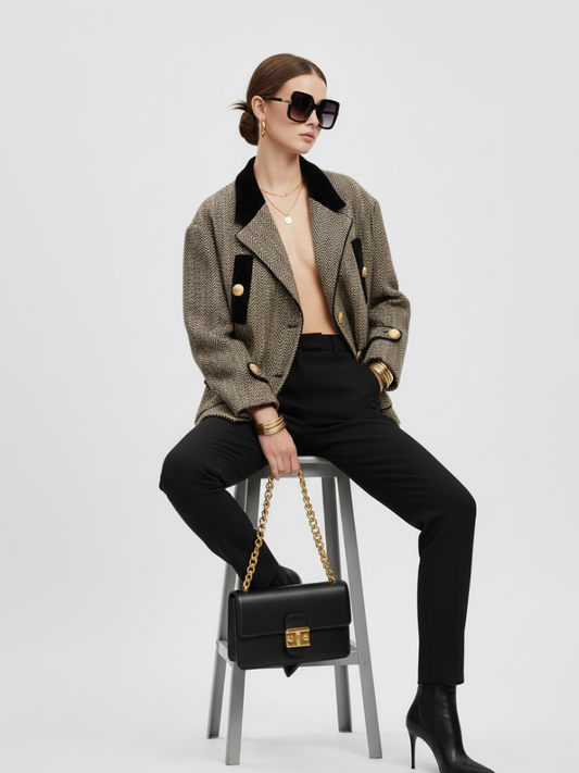 WEST VILLAGE Herringbone Tweed Jacket