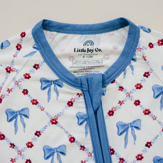 Red White & Bows Bamboo Zippy Romper