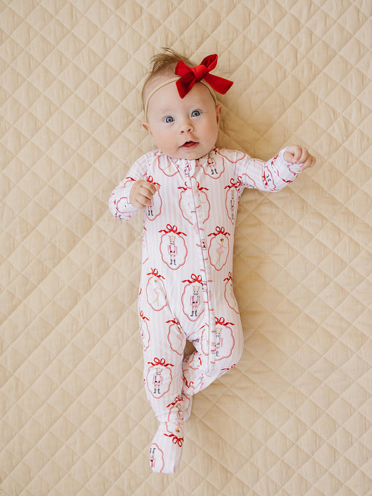 Bamboo Zip Romper | Pink Nutcracker
