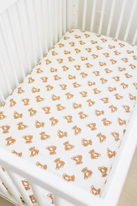 Teddy Bear Muslin Crib Sheet
