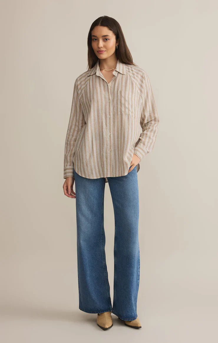 PERFECT LINEN STRIPE TOP