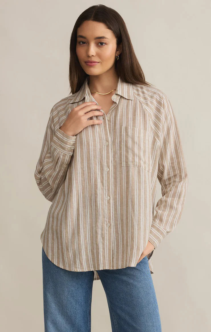 PERFECT LINEN STRIPE TOP