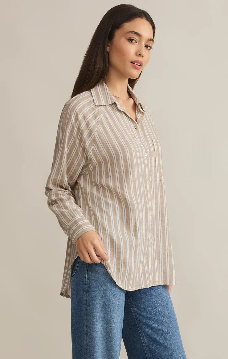 PERFECT LINEN STRIPE TOP
