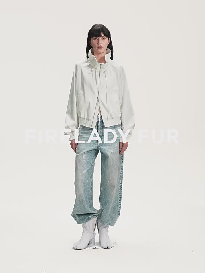 "Front Page Daily" Drawstring Raglan Sleeve Jacket