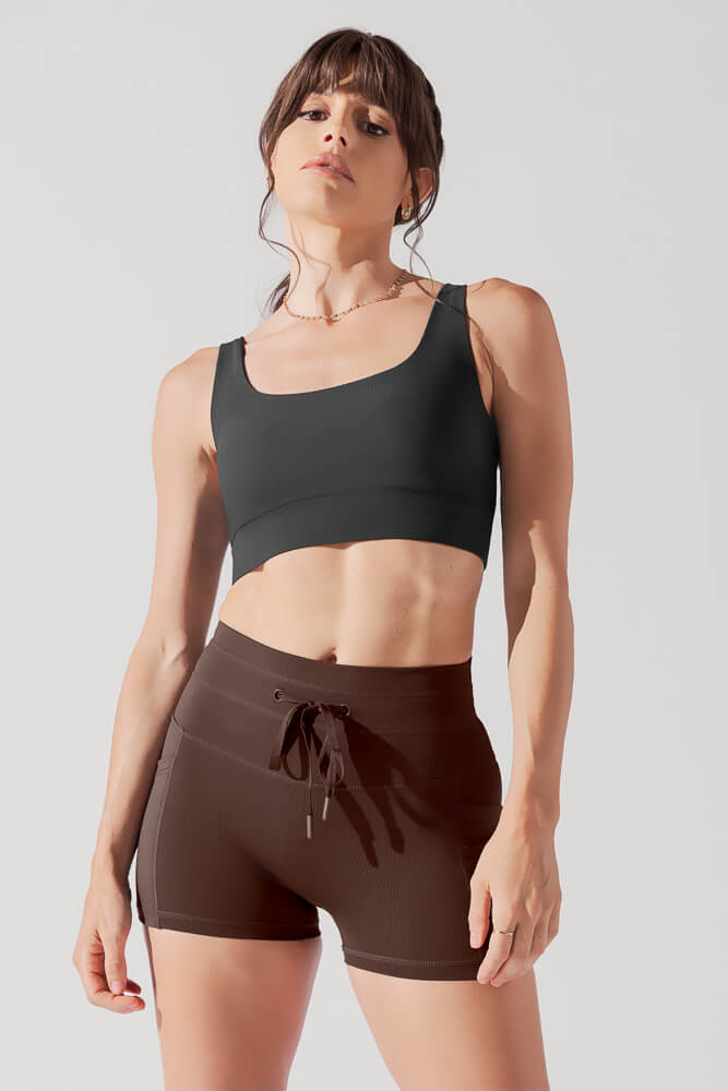 Adventure Scoop Bra (Ribbed) - Charcoal - Mack & Harvie