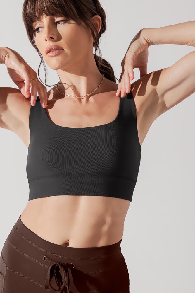 Adventure Scoop Bra (Ribbed) - Charcoal - Mack & Harvie