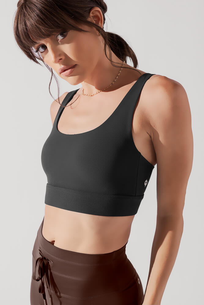 Adventure Scoop Bra (Ribbed) - Charcoal - Mack & Harvie