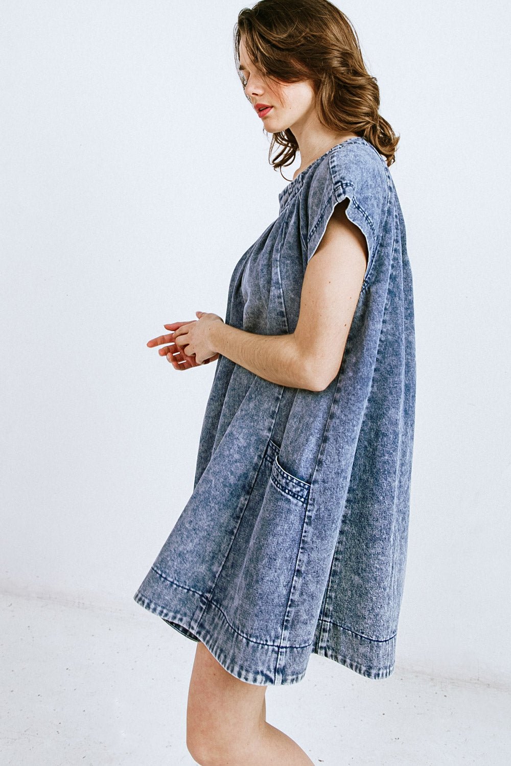 ALL ABOUT HER DENIM MINI DRESS - Mack & Harvie