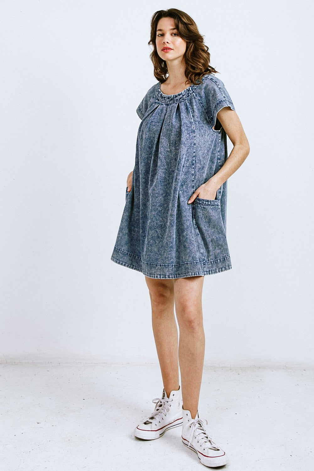 ALL ABOUT HER DENIM MINI DRESS - Mack & Harvie