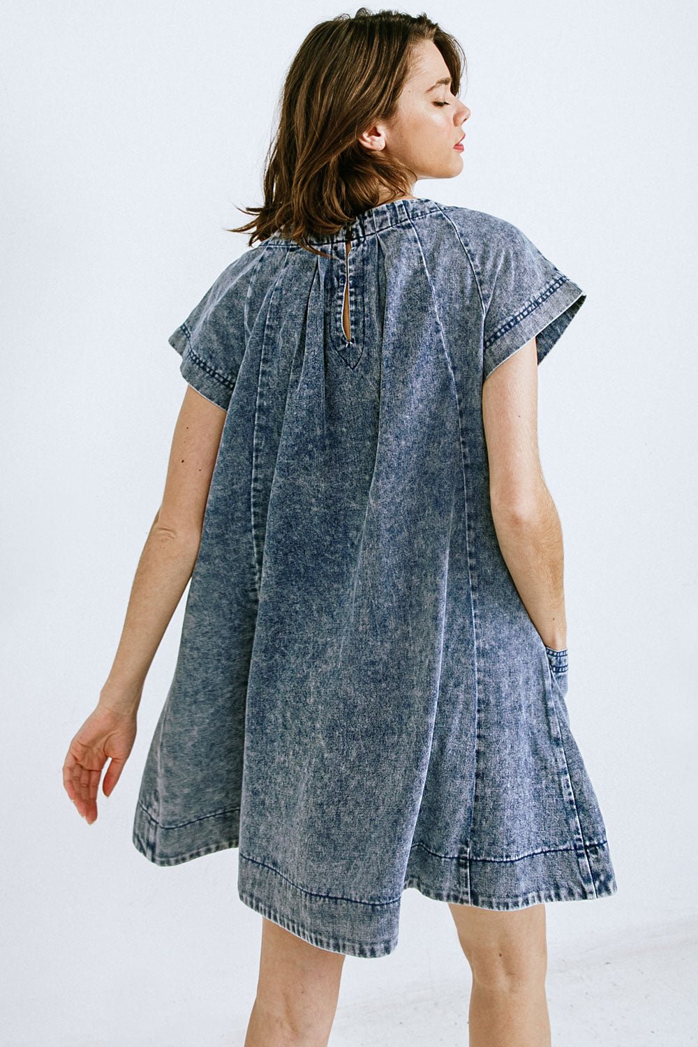 ALL ABOUT HER DENIM MINI DRESS - Mack & Harvie