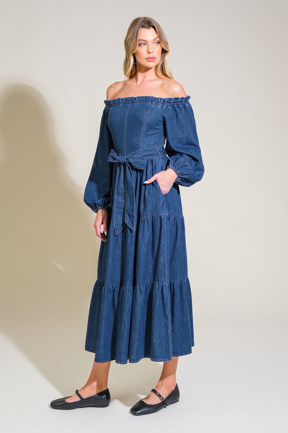 ARTISTIC IMPULSE DENIM MIDI DRESS - Mack & Harvie