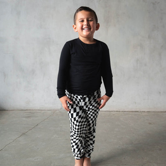 B&W Wavy Checker | Boy's Jogger