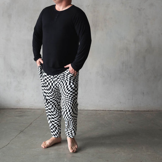 B&W Wavy Checker | Men's Bamboo Jogger