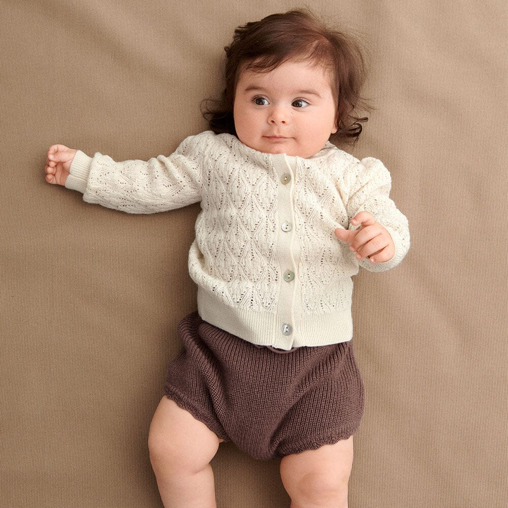 Baby Pointelle & Lace Cardigan - Ecru - Mack & Harvie