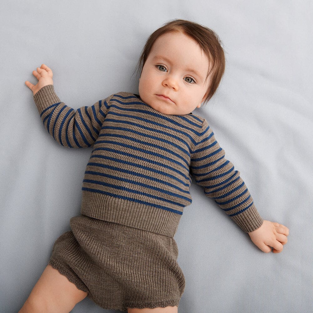 Baby Sweater - Beige Melange/Teal - Mack & Harvie