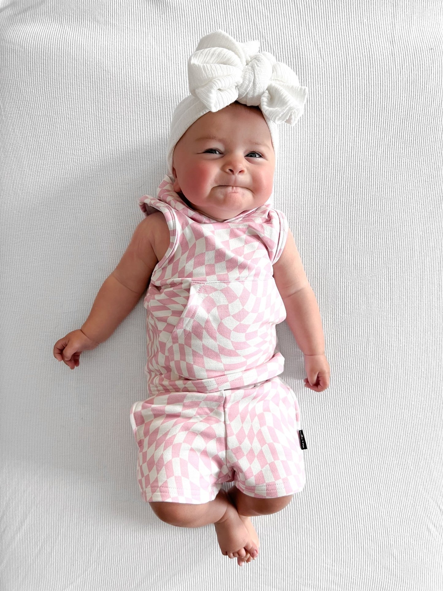 BAMBOO JOGGER SHORTS - Pink Dizzy Check - Mack & Harvie