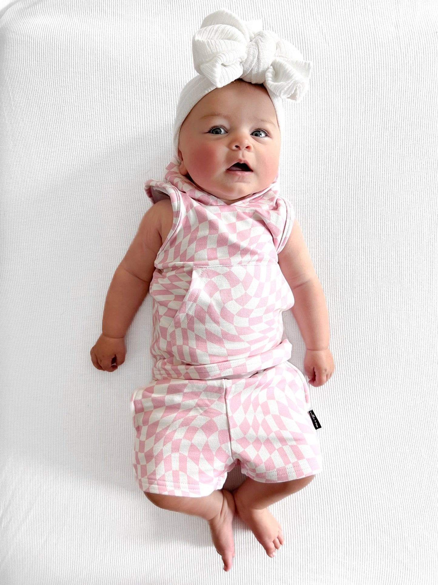 BAMBOO JOGGER SHORTS - Pink Dizzy Check - Mack & Harvie