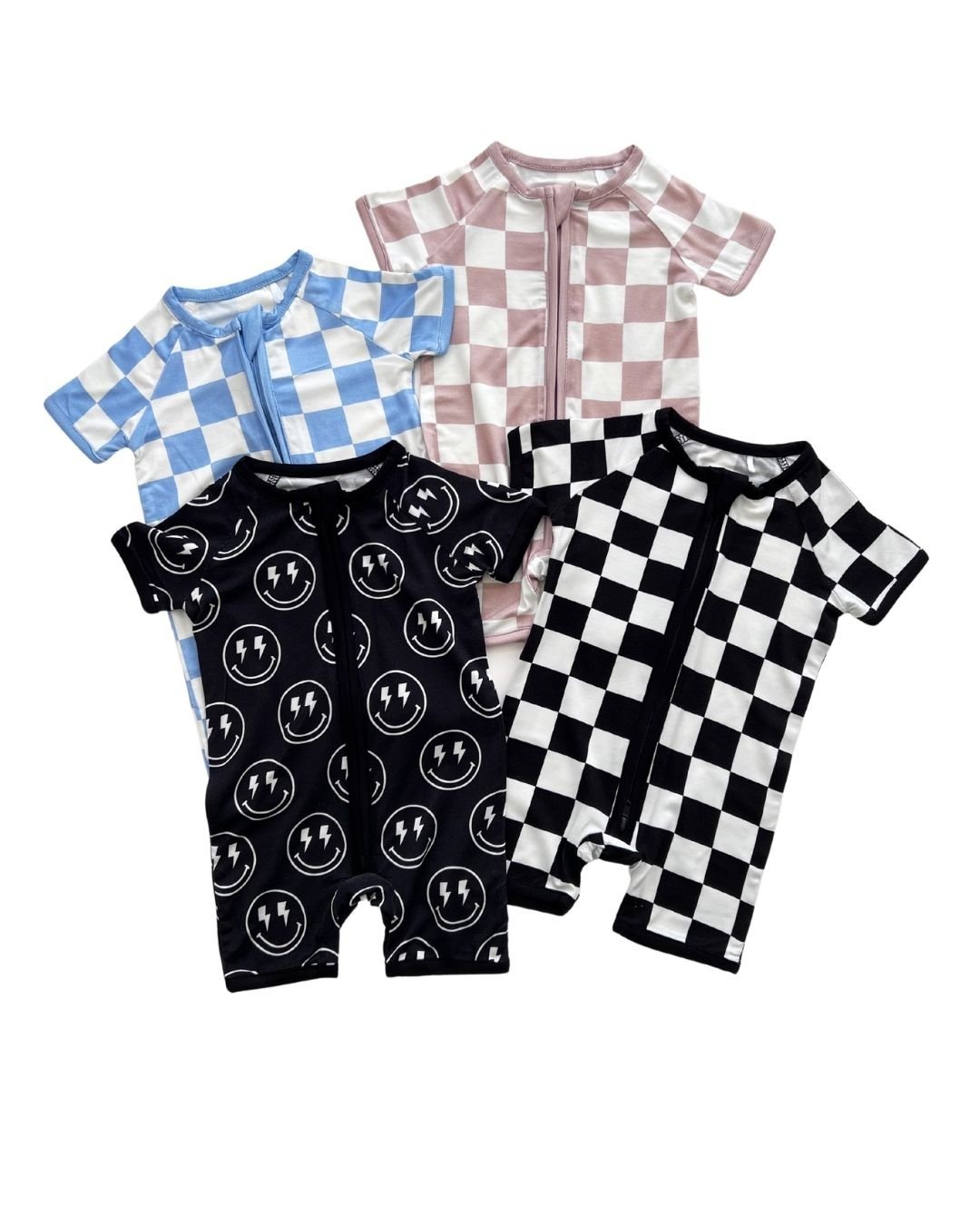 Bamboo Shorty Romper | Blue Checkered - Mack & Harvie