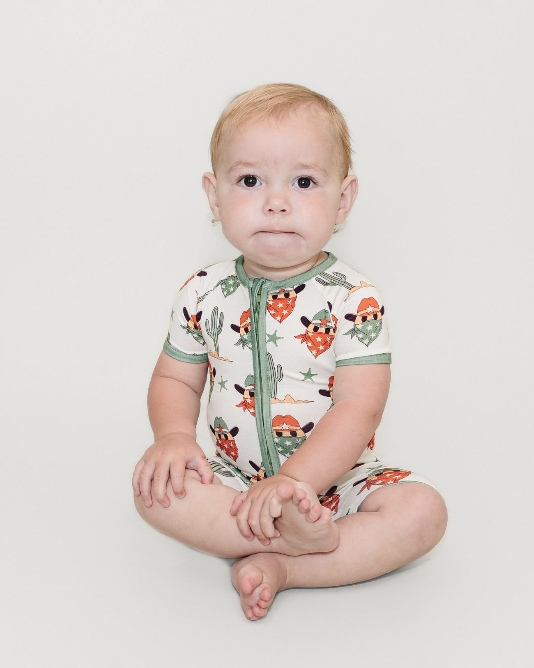 Bamboo Shorty Romper | Smiley Cowboy - Mack & Harvie