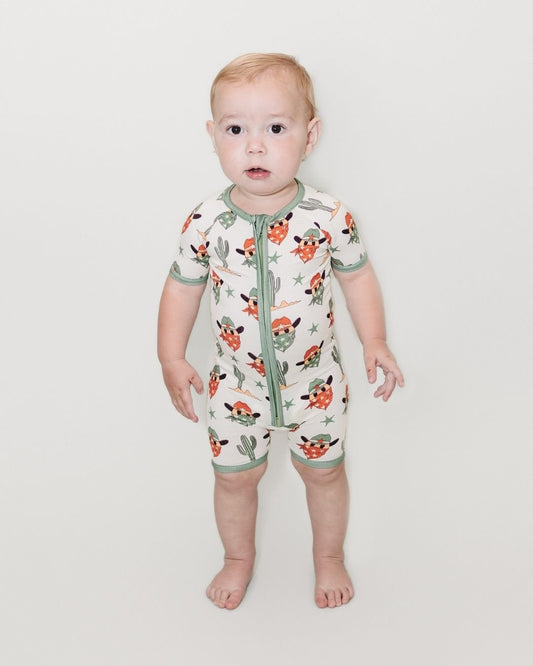 Bamboo Shorty Romper | Smiley Cowboy - Mack & Harvie