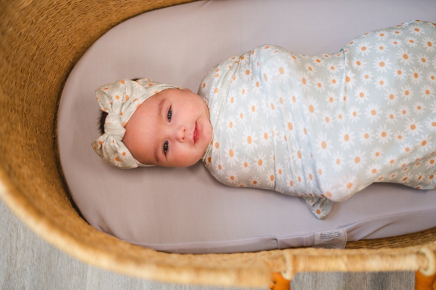Bamboo Stretch Swaddle - Blue Daisy - Mack & Harvie
