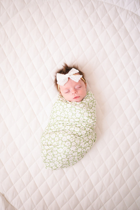 Bamboo Stretch Swaddle - Sage Ditsy Floral - Mack & Harvie