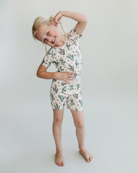 Bamboo Two Piece Shorts Set | Cactus Flowers - Mack & Harvie