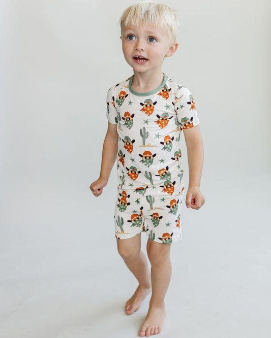 Bamboo Two Piece Shorts Set | Smiley Cowboy - Mack & Harvie