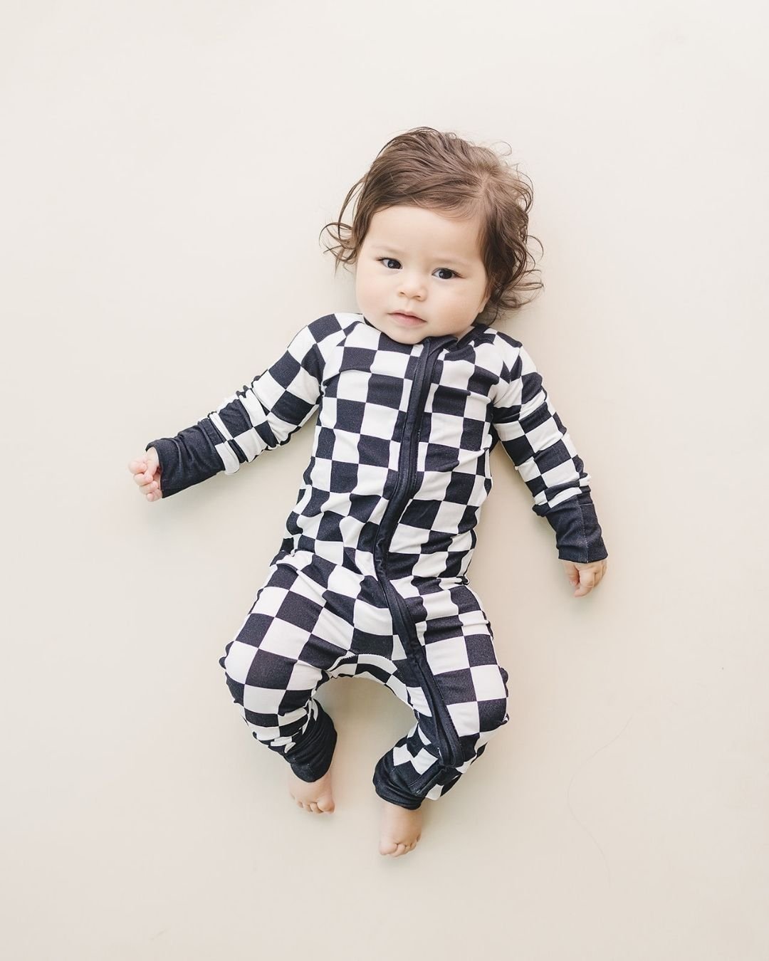 Bamboo Zip Romper | Black Checkered - Mack & Harvie