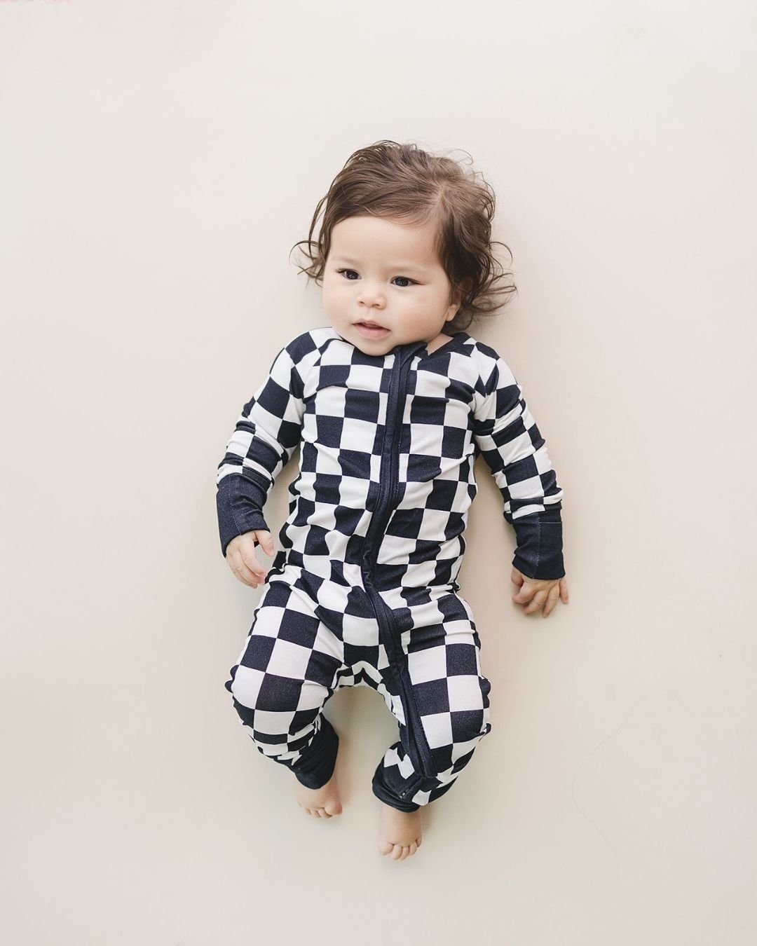 Bamboo Zip Romper | Black Checkered - Mack & Harvie