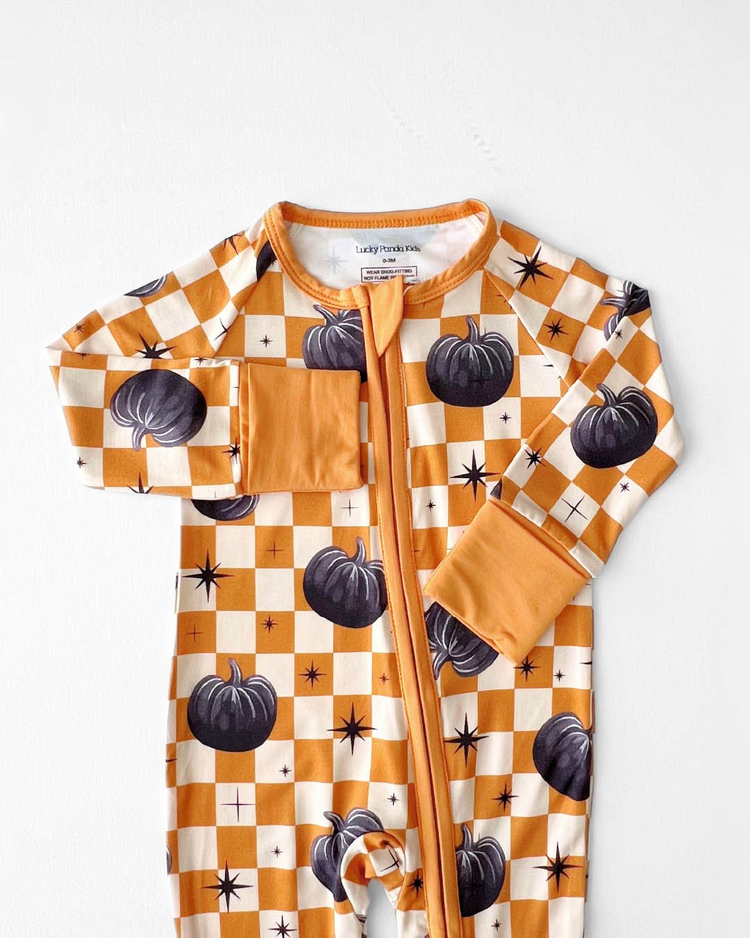 Bamboo Zip Romper | Checkered Pumpkin - Mack & Harvie