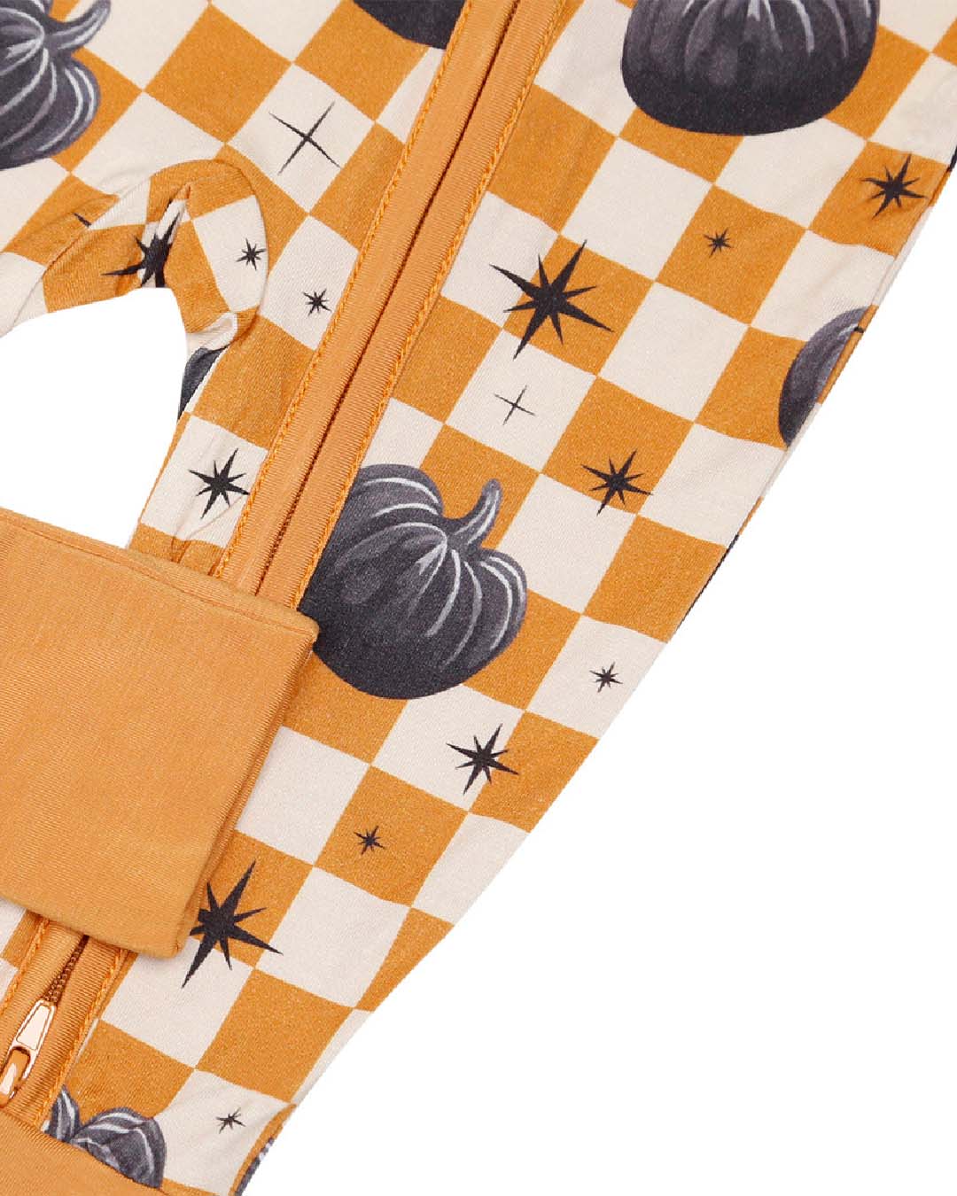 Bamboo Zip Romper | Checkered Pumpkin - Mack & Harvie