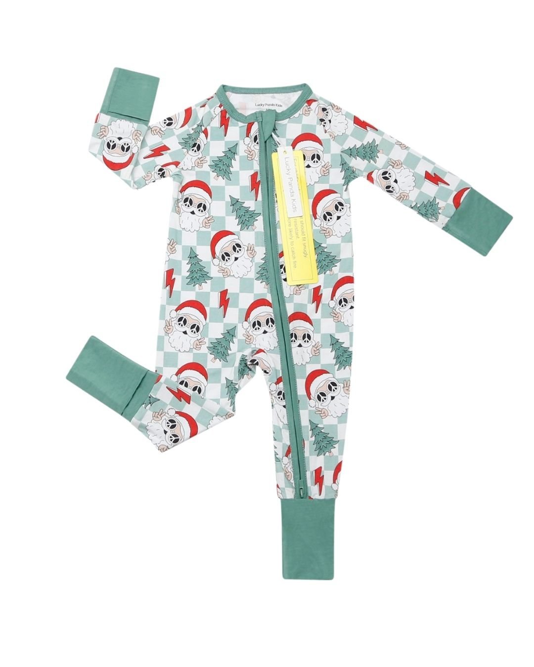 Bamboo Zip Romper | Checkered Santa - Mack & Harvie