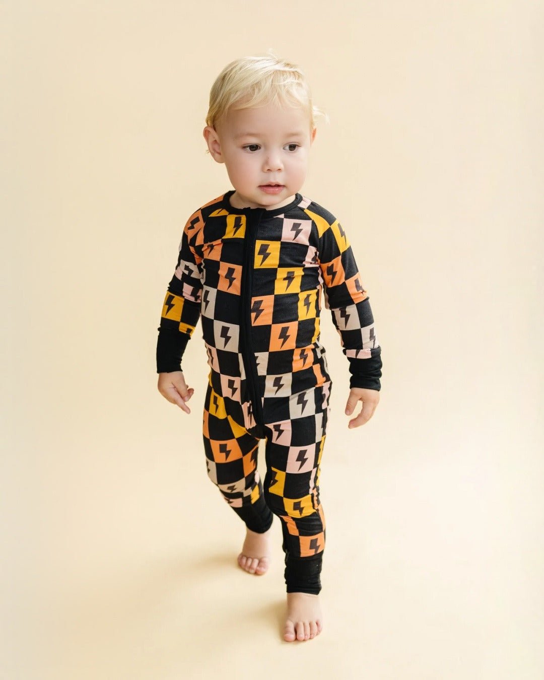 Bamboo Zip Romper | Colorful Checks & Bolts - Mack & Harvie