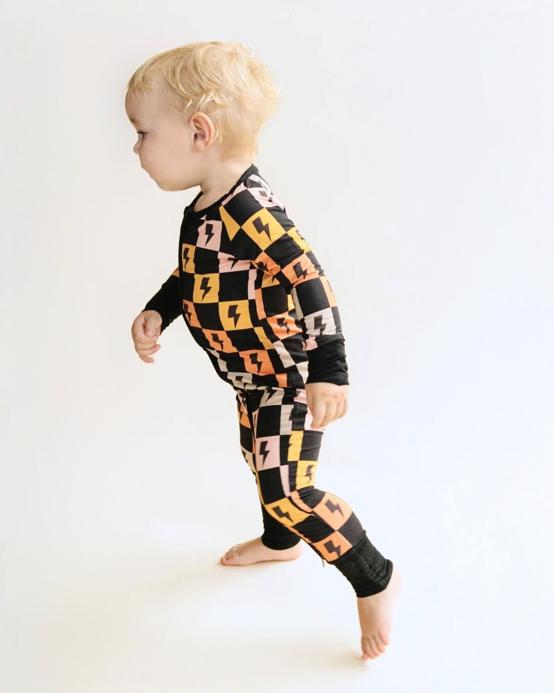 Bamboo Zip Romper | Colorful Checks & Bolts - Mack & Harvie