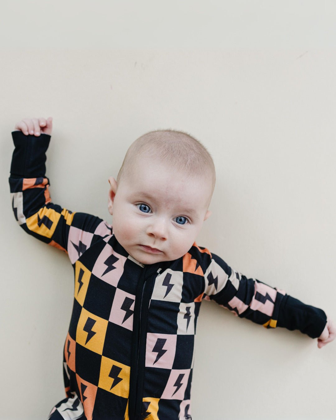 Bamboo Zip Romper | Colorful Checks & Bolts - Mack & Harvie