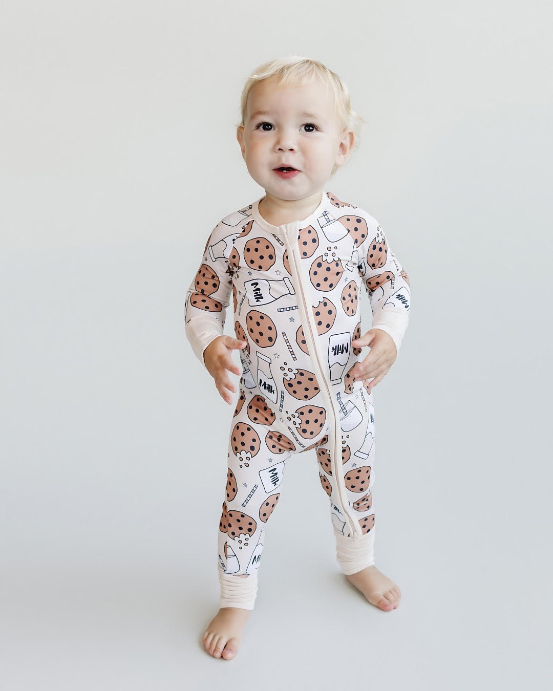 Bamboo Zip Romper | Milk & Cookies - Mack & Harvie