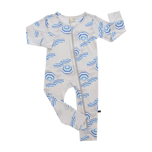 Zippered Romper in Beach Club Navy Gray
