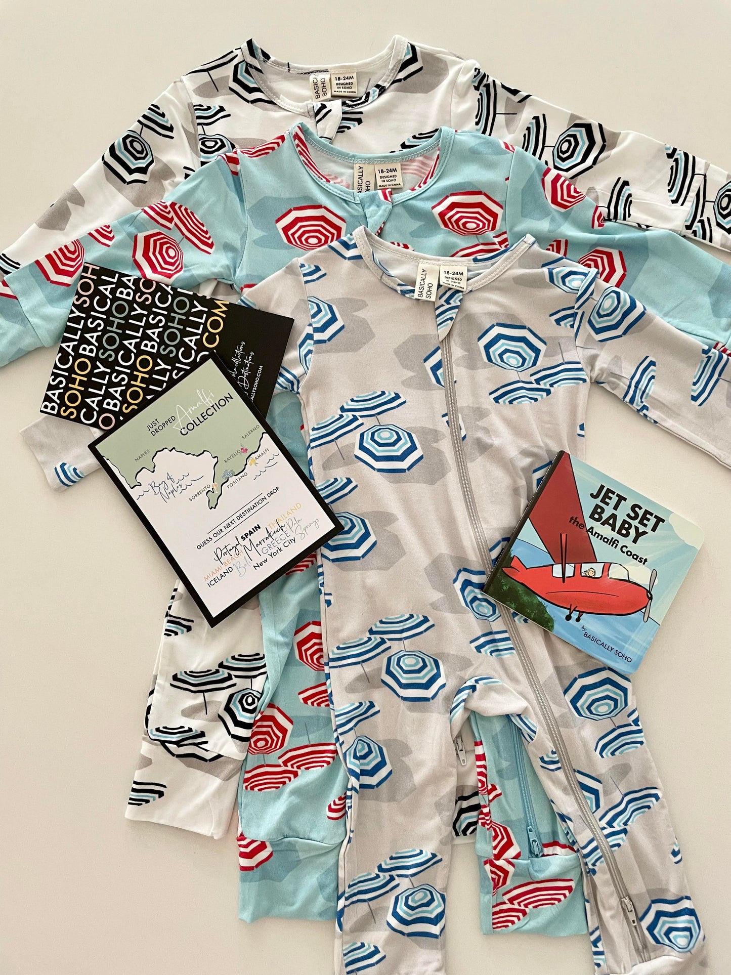Zippered Romper in Beach Club Navy Gray